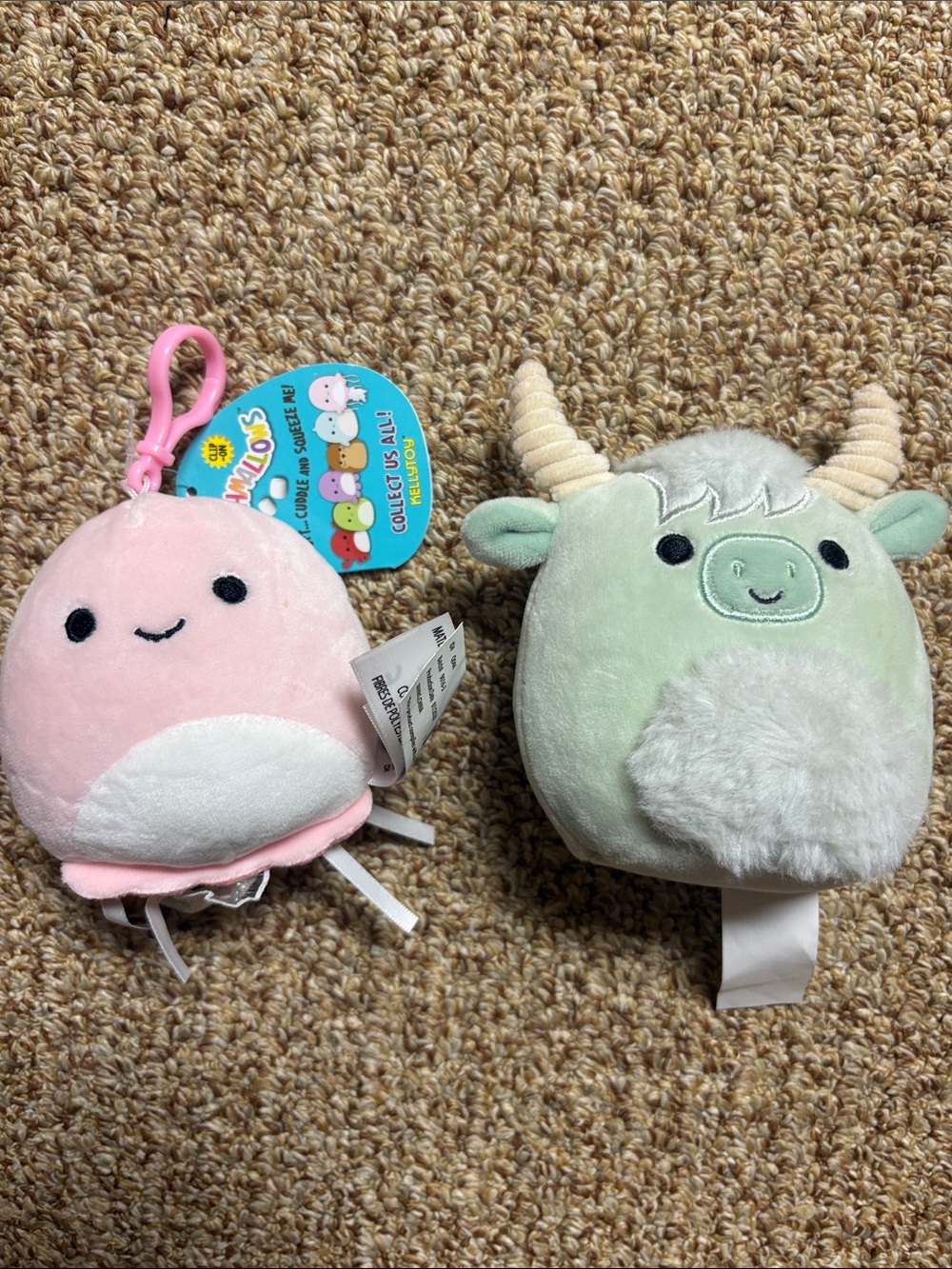 Lot 2 Squishmallow Jayda The Jellyfish Clip (NWT) Med & Iver The Highland Cow 5”